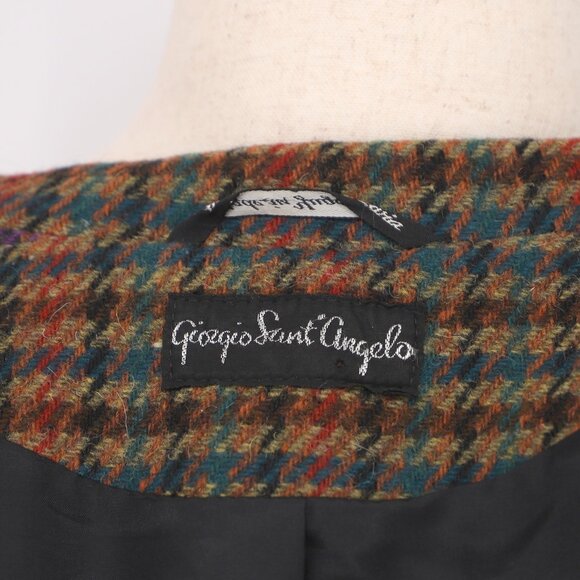 VINTAGE GIORGIO SANT'ANGELO Houndstooth Wool Double Breasted Blazer Size 12 - Picture 5 of 6